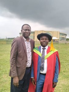 With Kokou (from Benin Republic) one of  the CEADESE graduates during the ,FUNAAB 2023 convocation ceremony